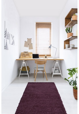 Melrose Venus Shaggy Plum High Pile Runner Rug 067/200Cm from B&Q