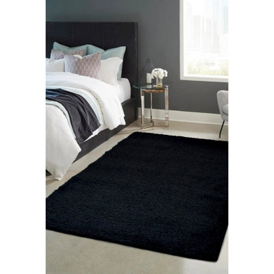 Melrose Super Soft Venus Shaggy Snuggly Black Area Rug 080/150Cm from B&Q