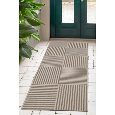 Melrose Eden Multistripe Natural Abstract Design Pile Height 3mm Area Indoor Outdoor Runner Rug67/300Cm from B&Q