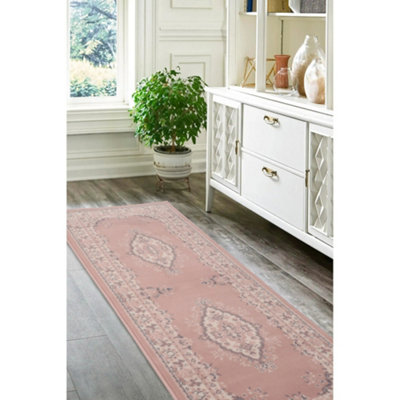 Melrose Colorama Traditional Blush Large Indoor Area Runner Rug 67/300Cm from B&Q