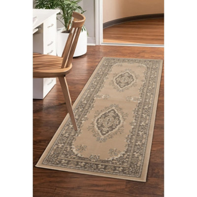 Melrose Colorama Traditional Natural Design Area Runner Rug 067/300Cm from B&Q