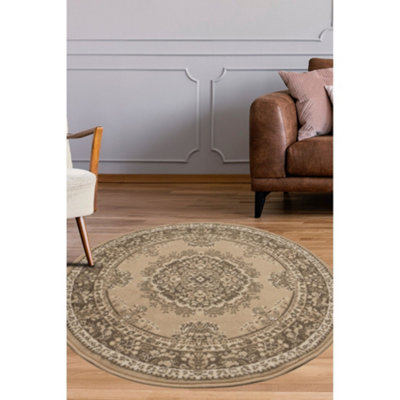 Melrose Colorama Traditional Natural Area Circle Circular Round Rug 120/120Cm from B&Q