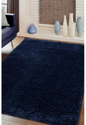 Melrose Venus Shaggy High Pile Navy X-Large Area Rug 200/290Cm from B&Q