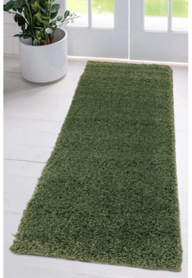 Melrose Venus Shaggy High Pile Sage Green Area Runner Rug 067/200Cm from B&Q