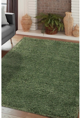 Melrose Venus Shaggy High Pile Sage Green Large Area Rug 140/200Cm from B&Q