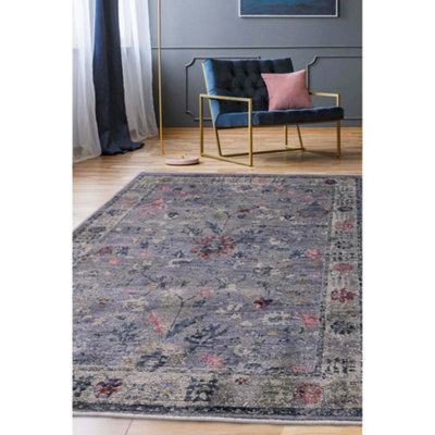 Melrose Astoria Modern Traditional Grey Design Medium Indoor Area Rug 120/170Cm from B&Q