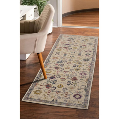 Melrose Astoria Modern Traditional Tapestry Cream Design Large Indoor Area Runner Rug 068/235 from B&Q