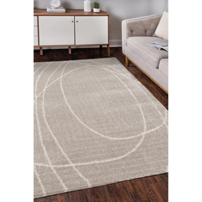 B&Q -  Squiggle Natural Coloured Medium Area Indoor Rug 120/170Cm
