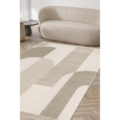Melrose Turin Abstract Patterned Cream Brown Large Area Rug 160/230Cm from B&Q