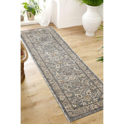Melrose Traditional Medallion Grey Design Living Indoor Area Runner Rug 068/235Cm from B&Q