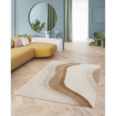 Melrose Solero Decorative Wave Terracotta Patterned Large Area Rug 160/230Cm from B&Q