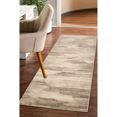 Melrose Abstract Venice Natural Wave Effect Indoor Area Runner Rug 080/200Cm Medium