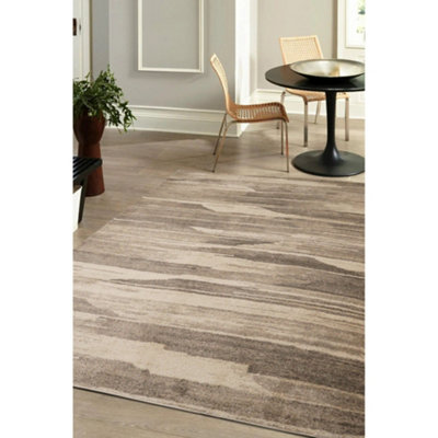Melrose Abstract Venice Natural Wave Effect Large Indoor Area Rug 160/230Cm from B&Q