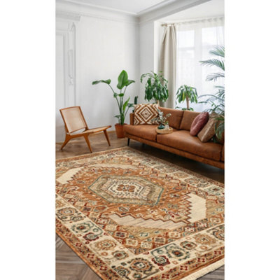Melrose Persian Inspired Traditional Orange Colours Large Indoor Area Rug 160/235Cm from B&Q