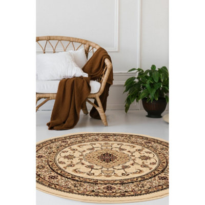Melrose Classic Traditional Cream Vintage Round Rug 133X133Cm from B&Q