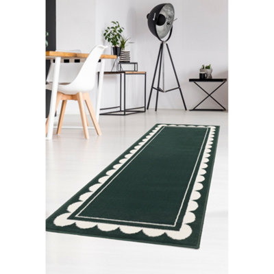 Melrose Colorama Scallop Green Indoor Area Runner Rug 067/200Cm from B&Q