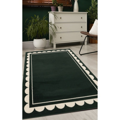 Melrose Colorama Scallop Green Indoor Large Area Rug 160/230Cm from B&Q