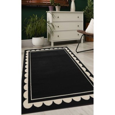 Melrose Colorama Scallop Black Large Indoor Area Rug 160/230Cm from B&Q