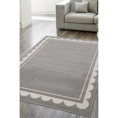 Melrose Colorama Scallop Grey Large Indoor Area Rug 160/230Cm from B&Q