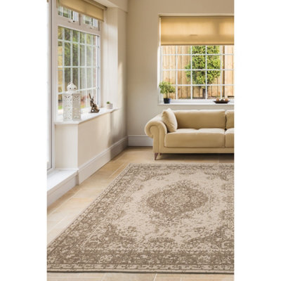 Melrose Eden Medallion Natural Coloured Large Indoor Outdoor Area Rug 3mm Pile Height160/230Cm from B&Q