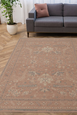 Melrose Colorama Traditional Vintage Faded Indoor Blush Pink Small Area Rug 080/150Cm from B&Q