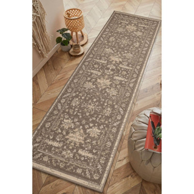 Melrose Colorama Antique Faded Stone Grey Vintage Feel Indoor Runner Rug 067/200Cm from B&Q
