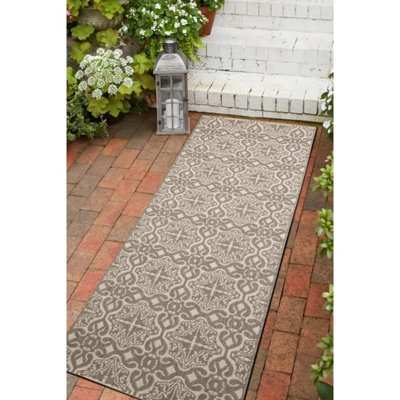 Melrose Eden Victorian Natural Indoor Outdoor Runner Area Rug 3mm Pile Height67/200Cm from B&Q