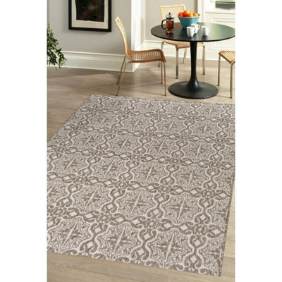 Melrose Eden Victorian Natural Large Indoor Outdoor Area Rug 3mm Pile Height160/230Cm from B&Q