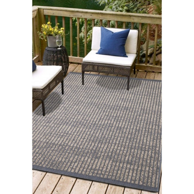 Melrose Eden Hatch Navy Indoor Outdoor Medium Weatherproof Area Rug Pile Height 3mm120/170Cm from B&Q