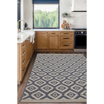 Melrose Eden Genesis Navy Indoor Outdoor X-Large Area Rug 3mm Pile Height200/290Cm from B&Q