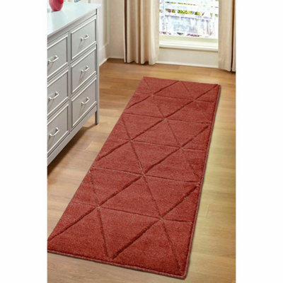 Melrose Solid Red Lines Design Indoor Medium Area Runner Rug 12mm Pile Height 060/200Cm from B&Q
