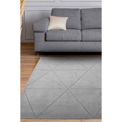 Melrose Solid Grey Lines Design Indoor X-Large Area Rug 12mm Pile Height 200/290Cm from B&Q