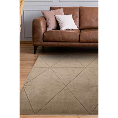 Melrose Solid Natural Lines Design Indoor X-Large Area Rug 12mm Pile Height 200/290Cm from B&Q