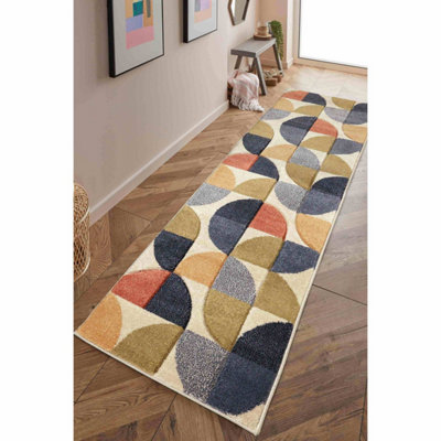 B&Q -  Abstract Shape Multicoloured Patterned Large Indoor Area Runner Rug 060/200Cm