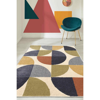 Melrose Abstract Shape Multicoloured Patterned Medium Indoor Area Rug 120/170Cm from B&Q