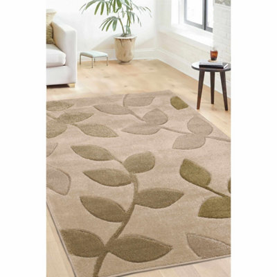 Melrose Leaf Green Geometric Design Large Indoor Area Rug 160/230Cm from B&Q