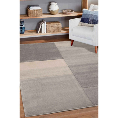 B&Q -  Big Grey Blocks Geometric Design Large Indoor Area Rug 160/230Cm