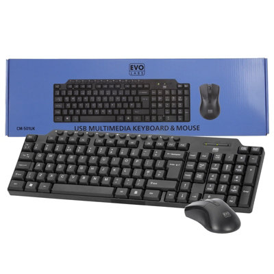 Kenable Usb Mouse & Keyboard Kit Qwerty Layout & 3 Button Mouse For Pc Laptop from B&Q