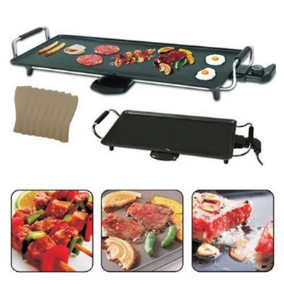 Trendi Electric Teppanyaki Grill Griddle With 8 Wooden Spatulas Adjustable Temperature Control Electric Bbq Table Top Grill from B&Q