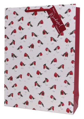 Robin Pattern Extra Large Christmas Gift Bag from B&Q