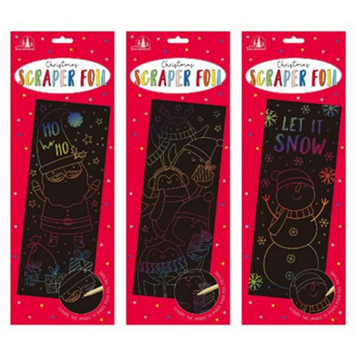 Tallon Christmas Scraper Rainbow Foil Rainbow Scratch Art Assorted Designs Perfect Christmas Gift Great For Kids Easy To Use Reveal