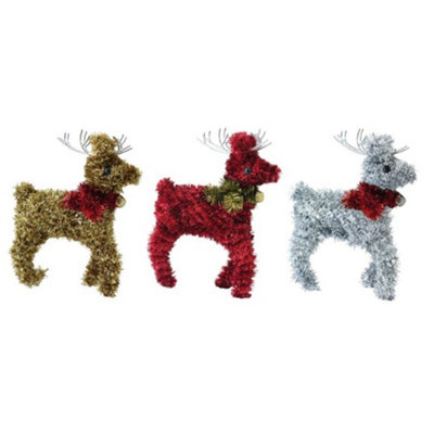 Tallon Single Reindeer Christmas Tinsel Decoration from B&Q