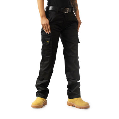 Mig Ladies Black Cargo Combat Work Trousers (10Long) from B&Q