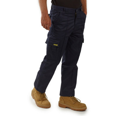 Site King Navy Combat Cargo Work Trousers (W42L27) from B&Q