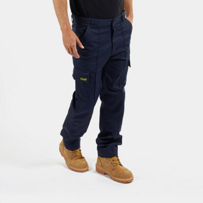 Site King Navy Cargo Knee Pad Work Trousers (W32L31) from B&Q