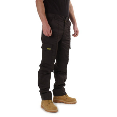 Site King Black Combat Cargo Work Trousers (W56L31) from B&Q