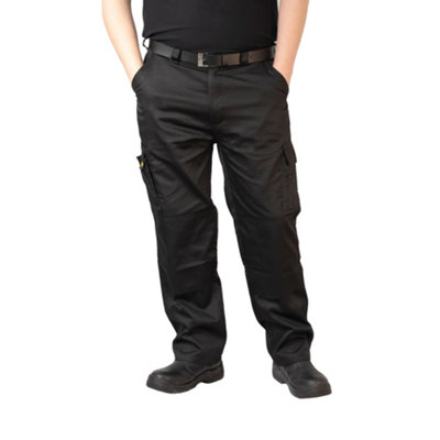 Mig Mens Black Cargo Combat Work Trousers (W32L29) from B&Q