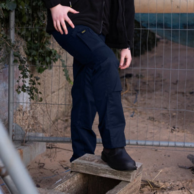 Mig Mens Navy Cargo Combat Work Trousers (W40L29) from B&Q