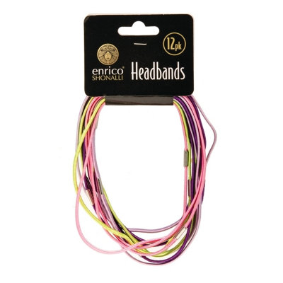 Pack Of 12 Multicoloured Enrico Shonalli Shiny Headbands from B&Q