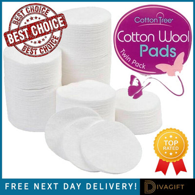 Cotton Tree 100% Pure Cotton Facial Cotton Wool Pads Pack of 40 Large - Image 2